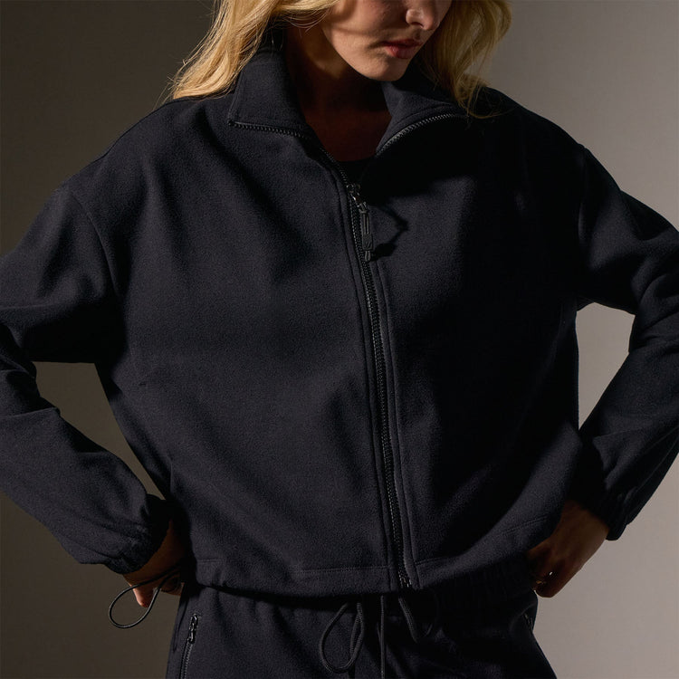 Matte Scuba Full Zip  in Black | James Perse Los Angeles