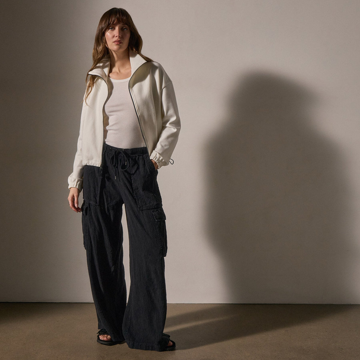 Matte Scuba Full Zip in Ivory | James Perse Los Angeles