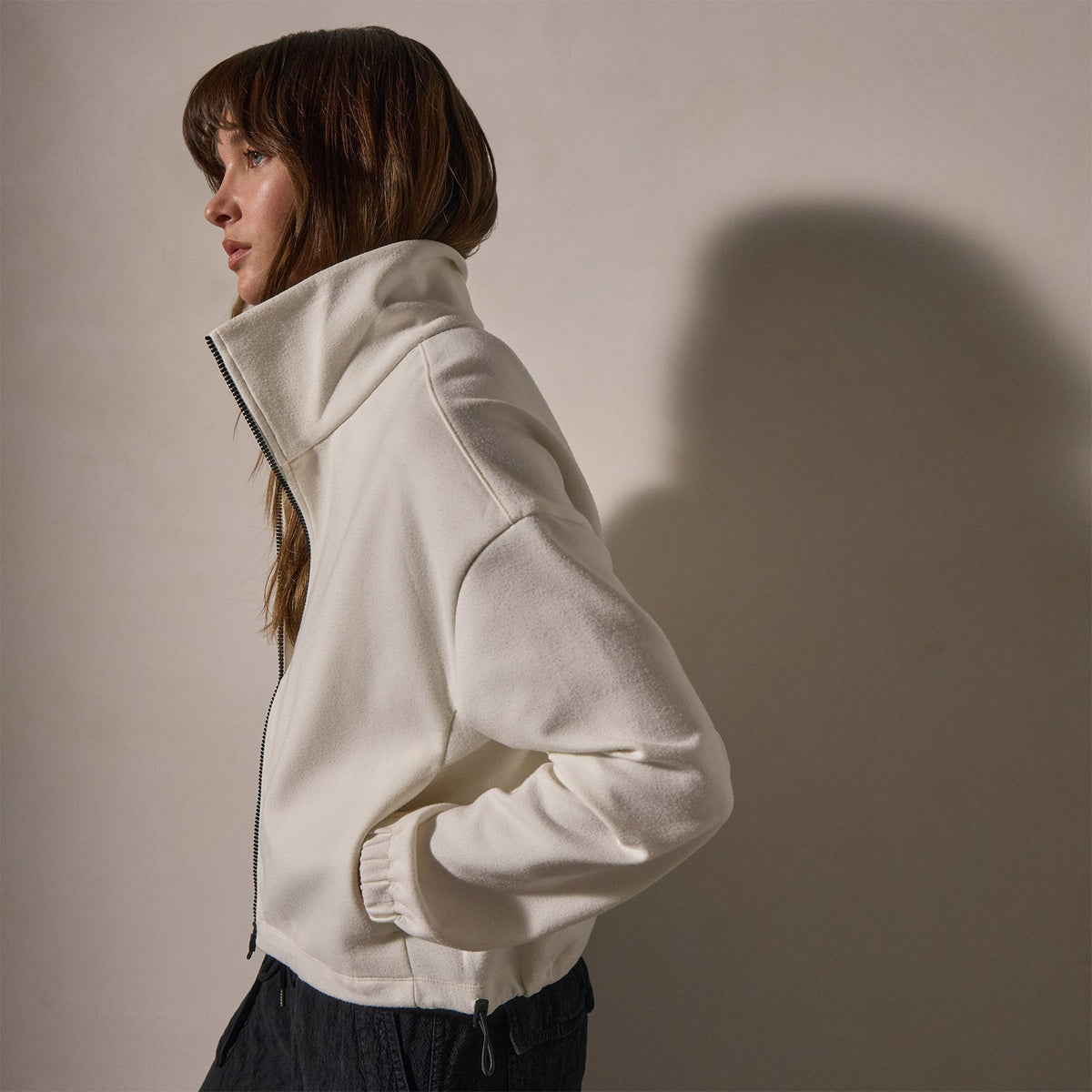 Matte Scuba Full Zip in Ivory | James Perse Los Angeles