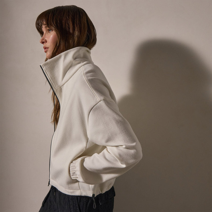 Matte Scuba Full Zip in Ivory | James Perse Los Angeles