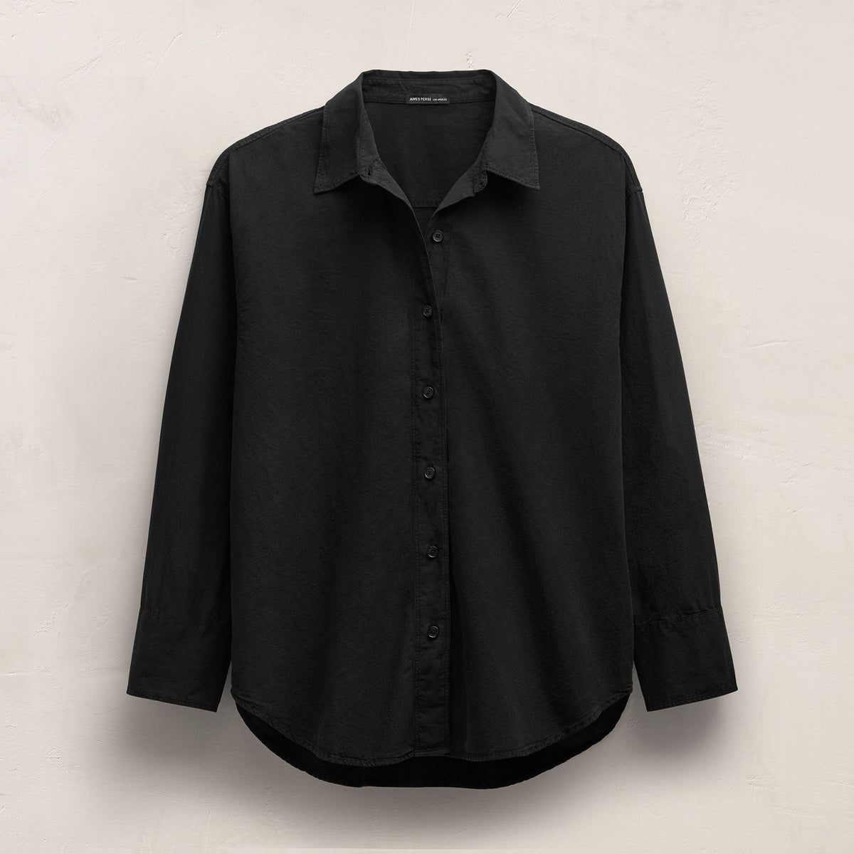 Textured Cotton Oversized Shirt in Black | James Perse Los Angeles