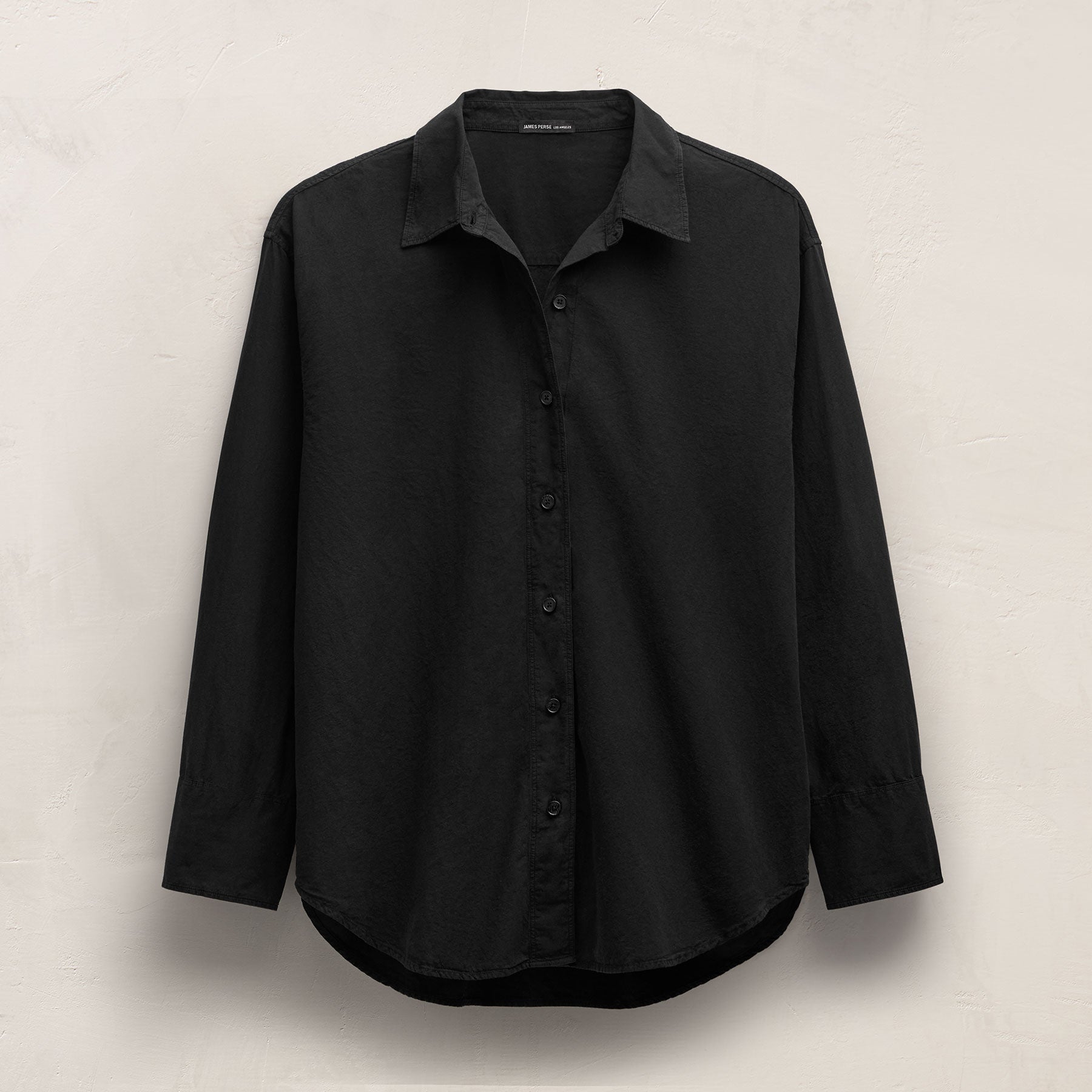 Textured Cotton Oversized Shirt in Black | James Perse Los Angeles