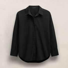 Textured Cotton Oversized Shirt in Black | James Perse Los Angeles