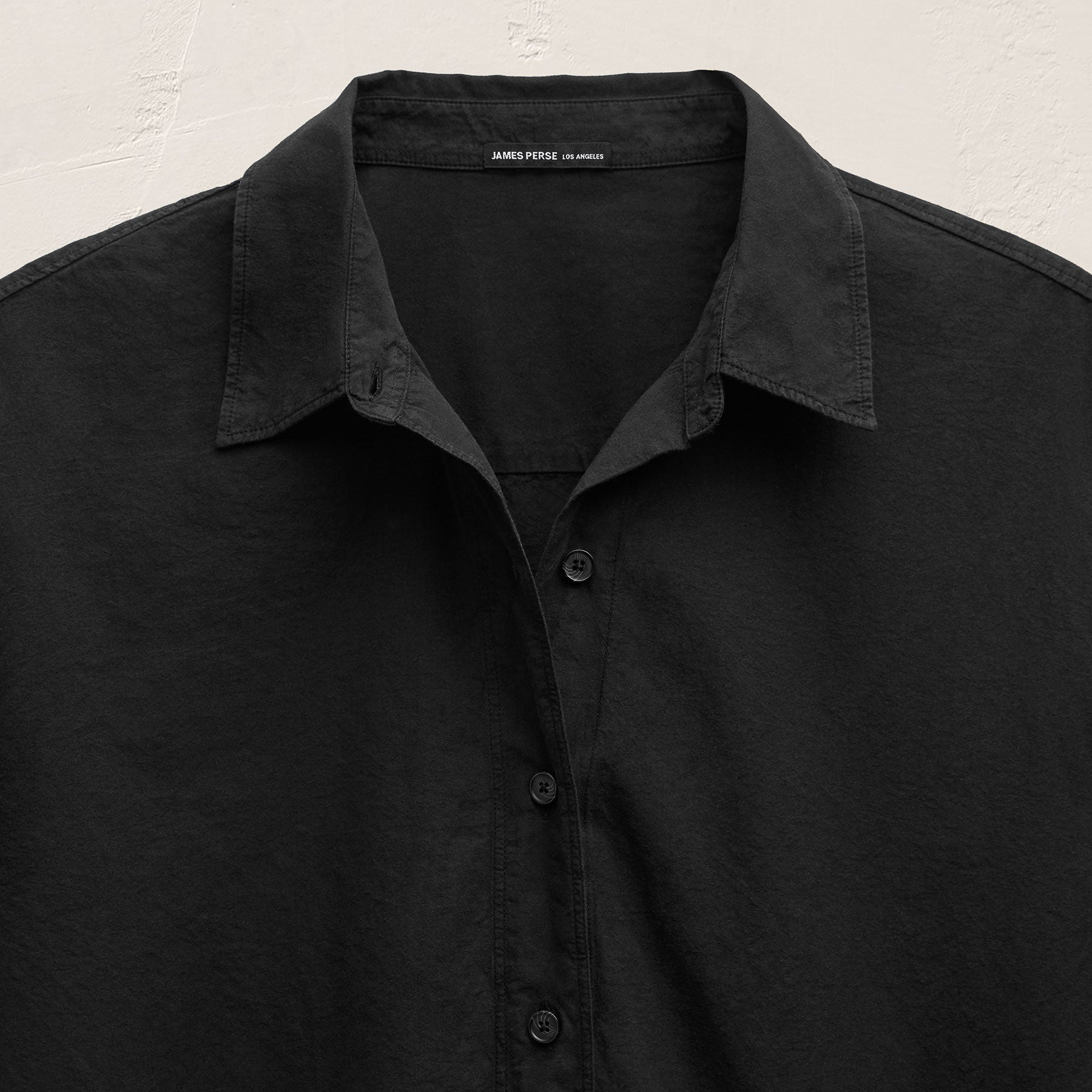 Textured Cotton Oversized Shirt in Black | James Perse Los Angeles