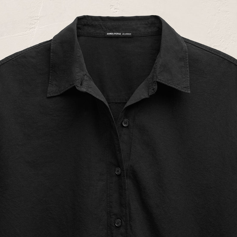 Textured Cotton Oversized Shirt in Black | James Perse Los Angeles