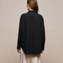 Textured Cotton Oversized Shirt in Black | James Perse Los Angeles