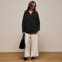 Textured Cotton Oversized Shirt in Black | James Perse Los Angeles