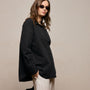 Textured Cotton Oversized Shirt in Black | James Perse Los Angeles