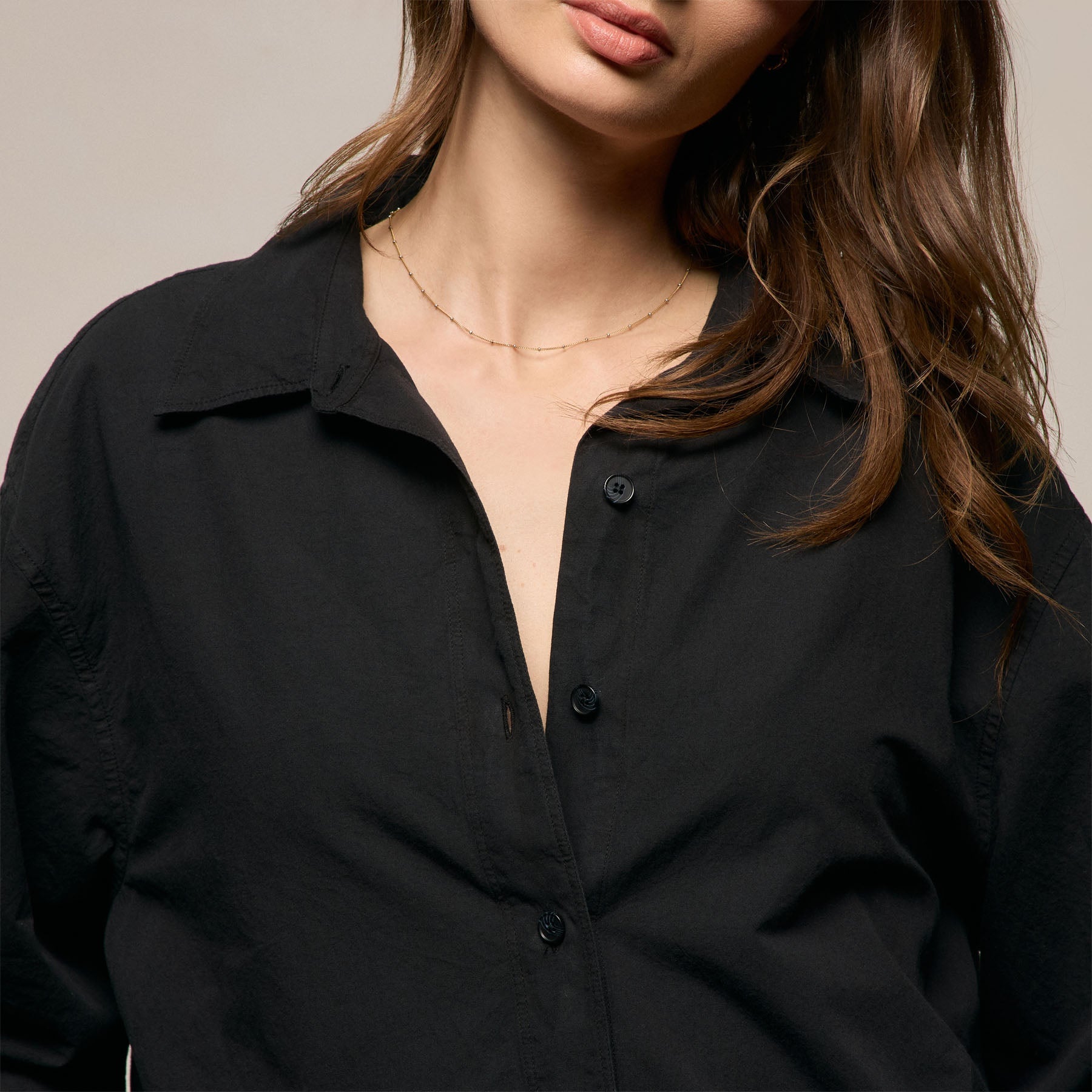Textured Cotton Oversized Shirt in Black | James Perse Los Angeles