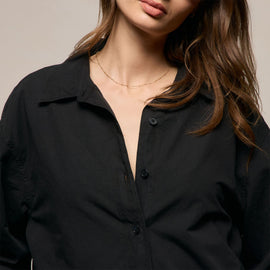 Textured Cotton Oversized Shirt in Black | James Perse Los Angeles