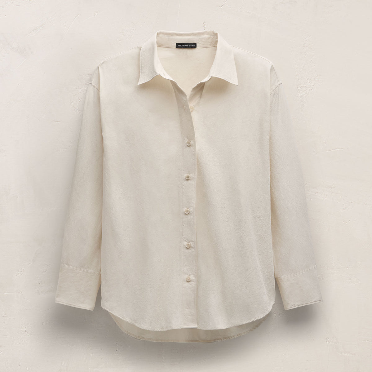 Textured Cotton Oversized Shirt in Ivory | James Perse Los Angeles