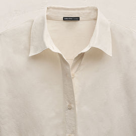 Textured Cotton Oversized Shirt in Ivory | James Perse Los Angeles