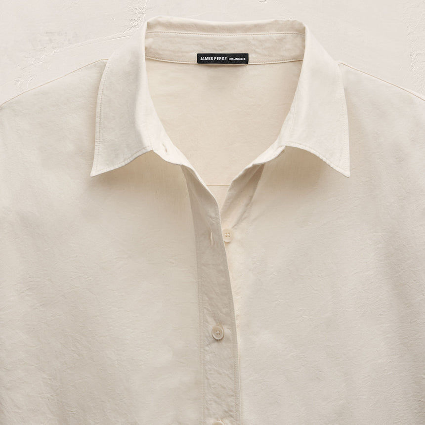 Textured Cotton Oversized Shirt in Ivory | James Perse Los Angeles
