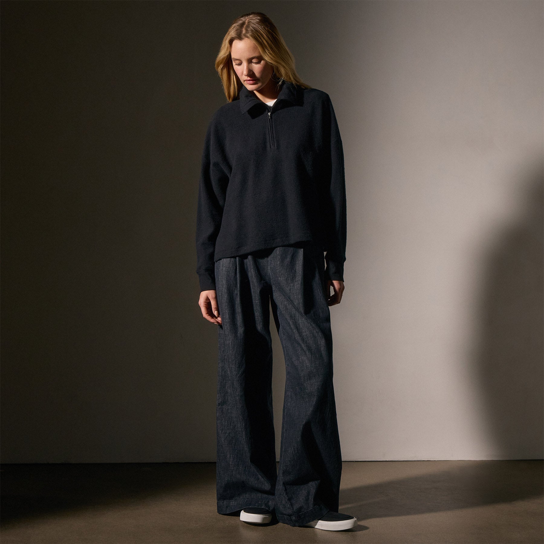 Brushed Thermal Half Zip - Black | James Perse Los Angeles