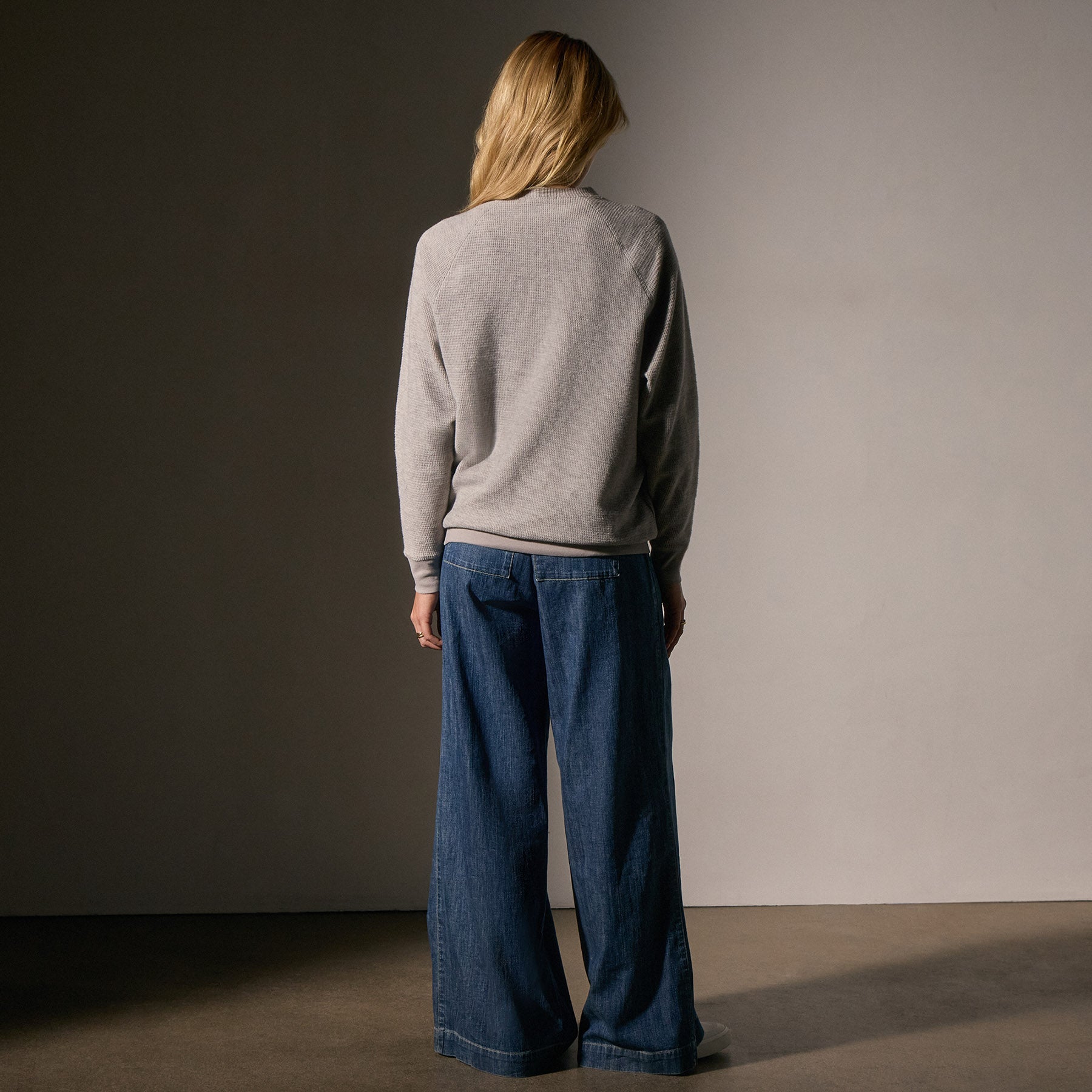 Brushed Thermal Knit Mock Neck in Heather Grey | James Perse Los Angeles