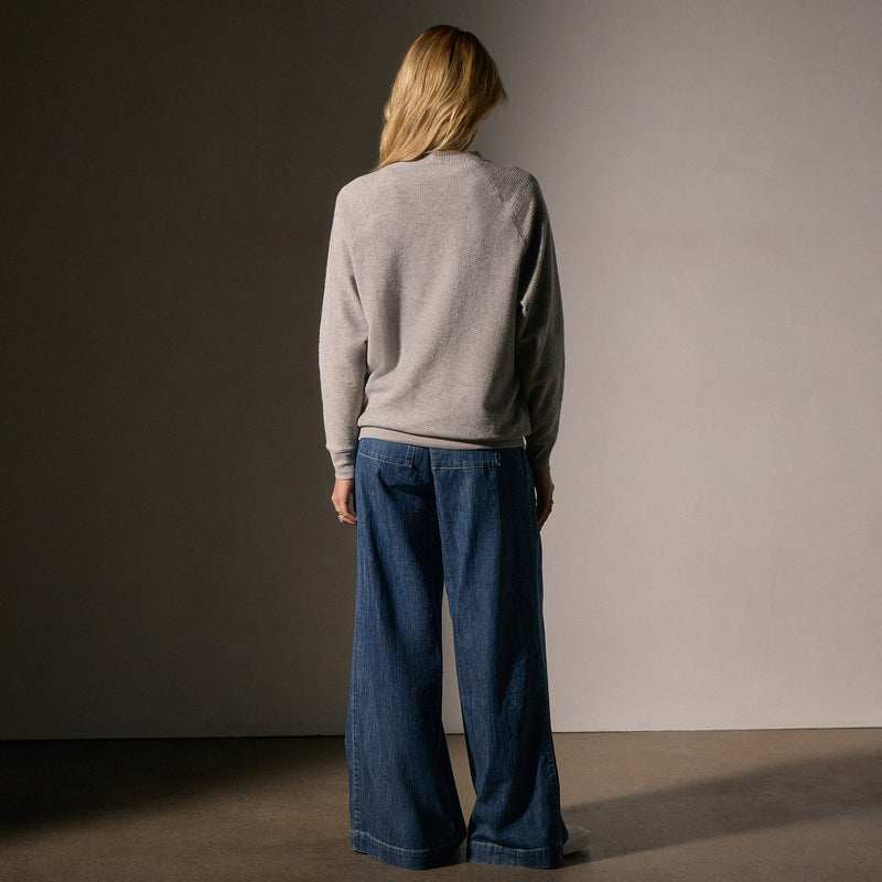 Brushed Thermal Knit Mock Neck in Heather Grey | James Perse Los Angeles