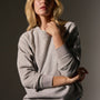 Brushed Thermal Knit Mock Neck in Heather Grey | James Perse Los Angeles