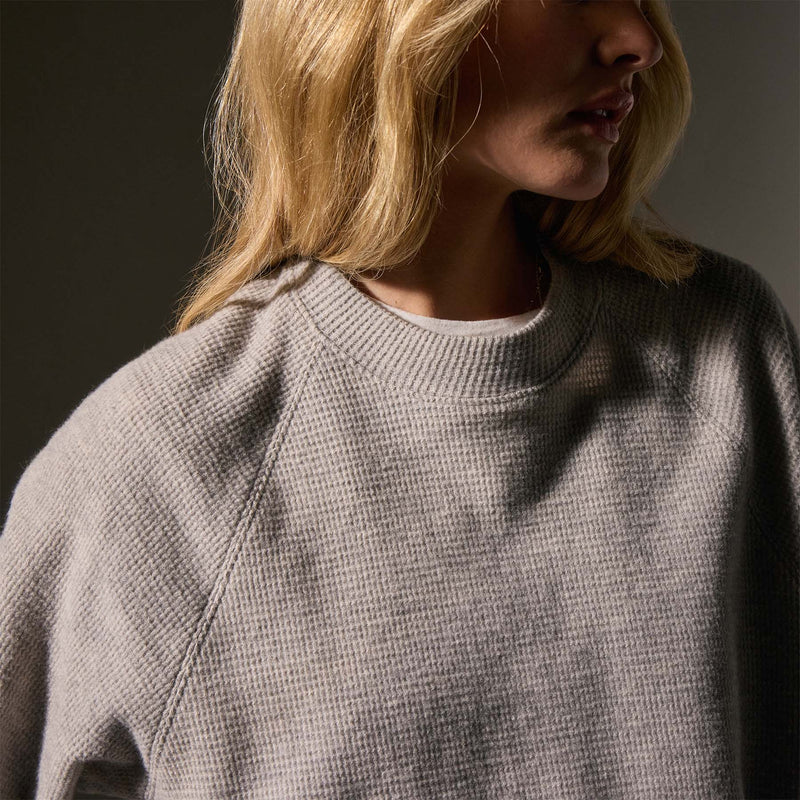 Brushed Thermal Knit Mock Neck in Heather Grey | James Perse Los Angeles