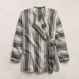 Baja Stripe Cashmere Cardigan in Heather Grey/Pearl | James Perse Los Angeles
