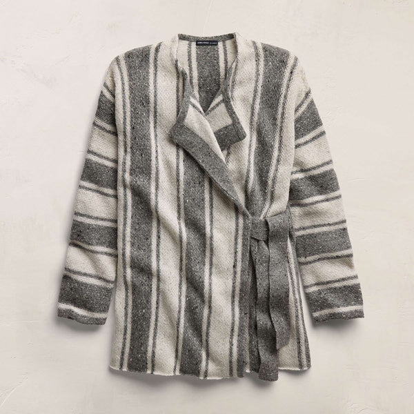 Baja Stripe Cashmere Cardigan in Heather Grey/Pearl | James Perse Los Angeles
