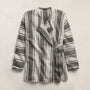 Baja Stripe Cashmere Cardigan in Heather Grey/Pearl | James Perse Los Angeles
