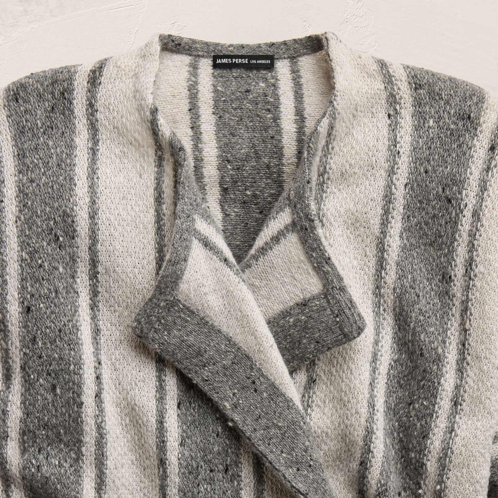 Baja Stripe Cashmere Cardigan in Heather Grey/Pearl | James Perse Los Angeles