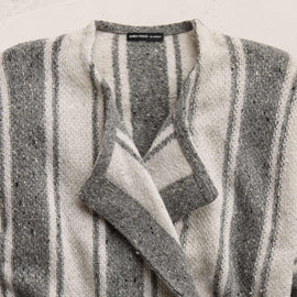 Baja Stripe Cashmere Cardigan in Heather Grey/Pearl | James Perse Los Angeles
