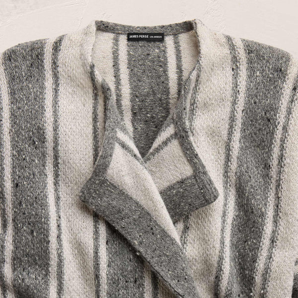 Baja Stripe Cashmere Cardigan in Heather Grey/Pearl | James Perse Los Angeles