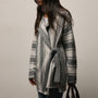 Baja Stripe Cashmere Cardigan in Heather Grey/Pearl | James Perse Los Angeles