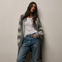 Baja Stripe Cashmere Cardigan in Heather Grey/Pearl | James Perse Los Angeles