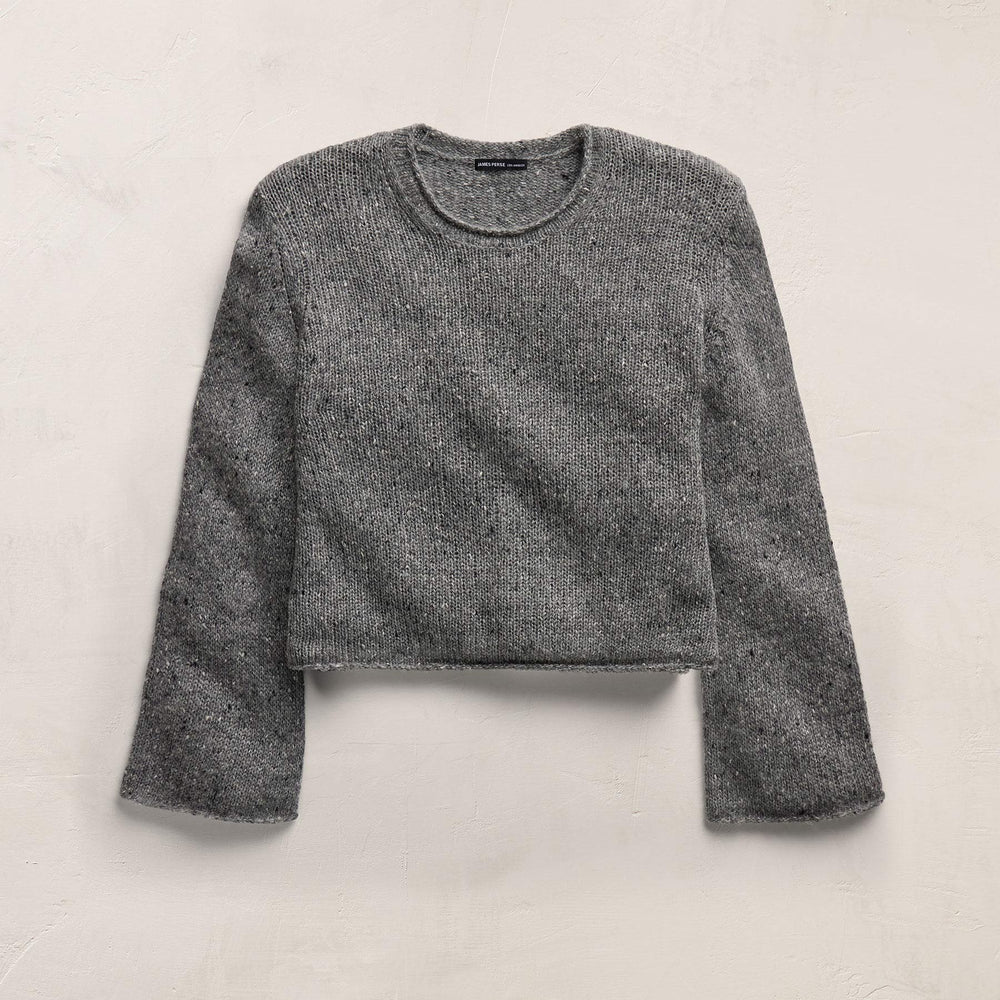 Marled Cashmere Linen Crew in Heather Grey | James Perse Los Angeles