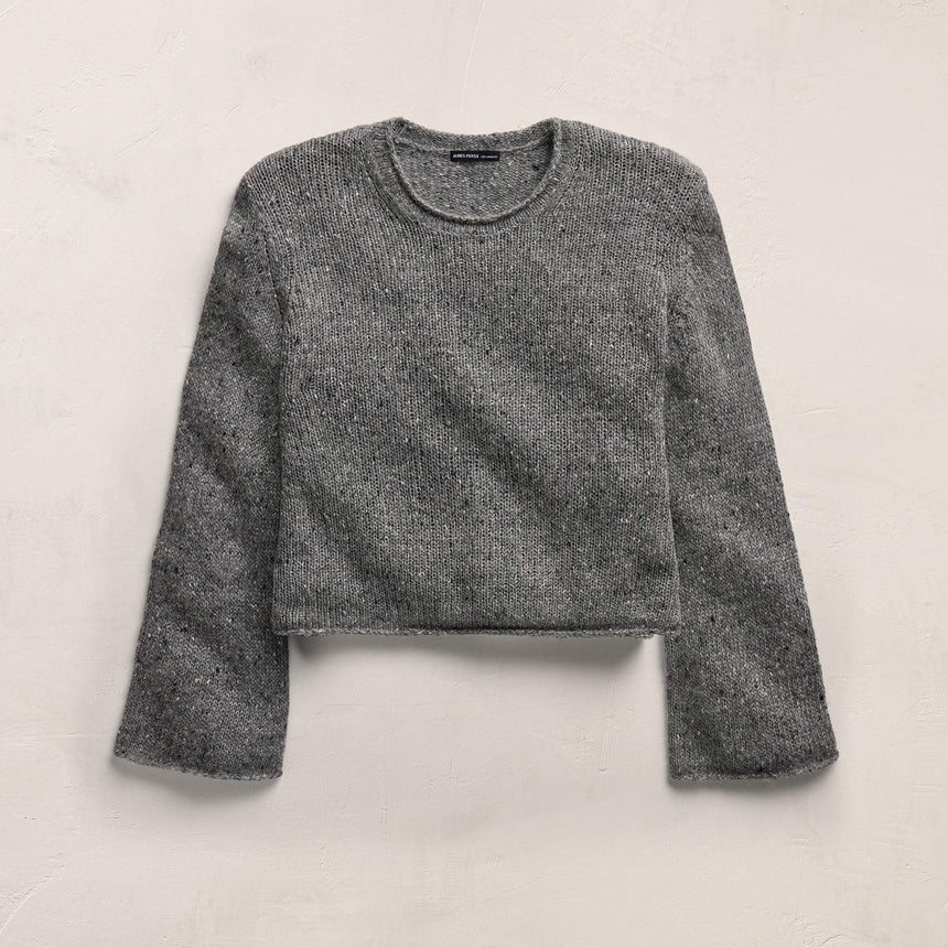 Marled Cashmere Linen Crew in Heather Grey | James Perse Los Angeles