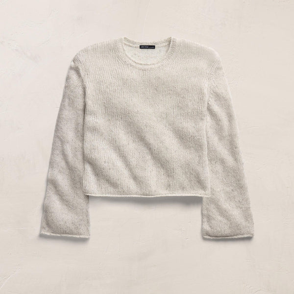 Marled Cashmere Linen Crew in Pearl | James Perse Los Angeles
