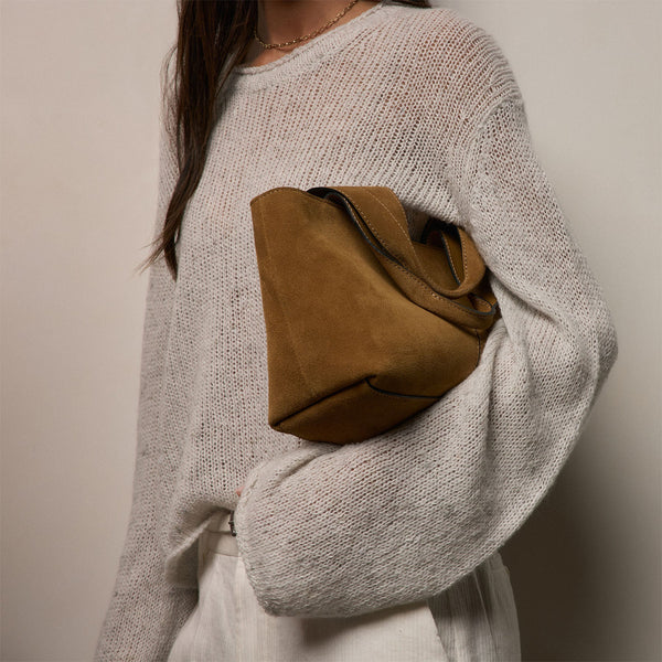 Marled Cashmere Linen Crew in Pearl | James Perse Los Angeles