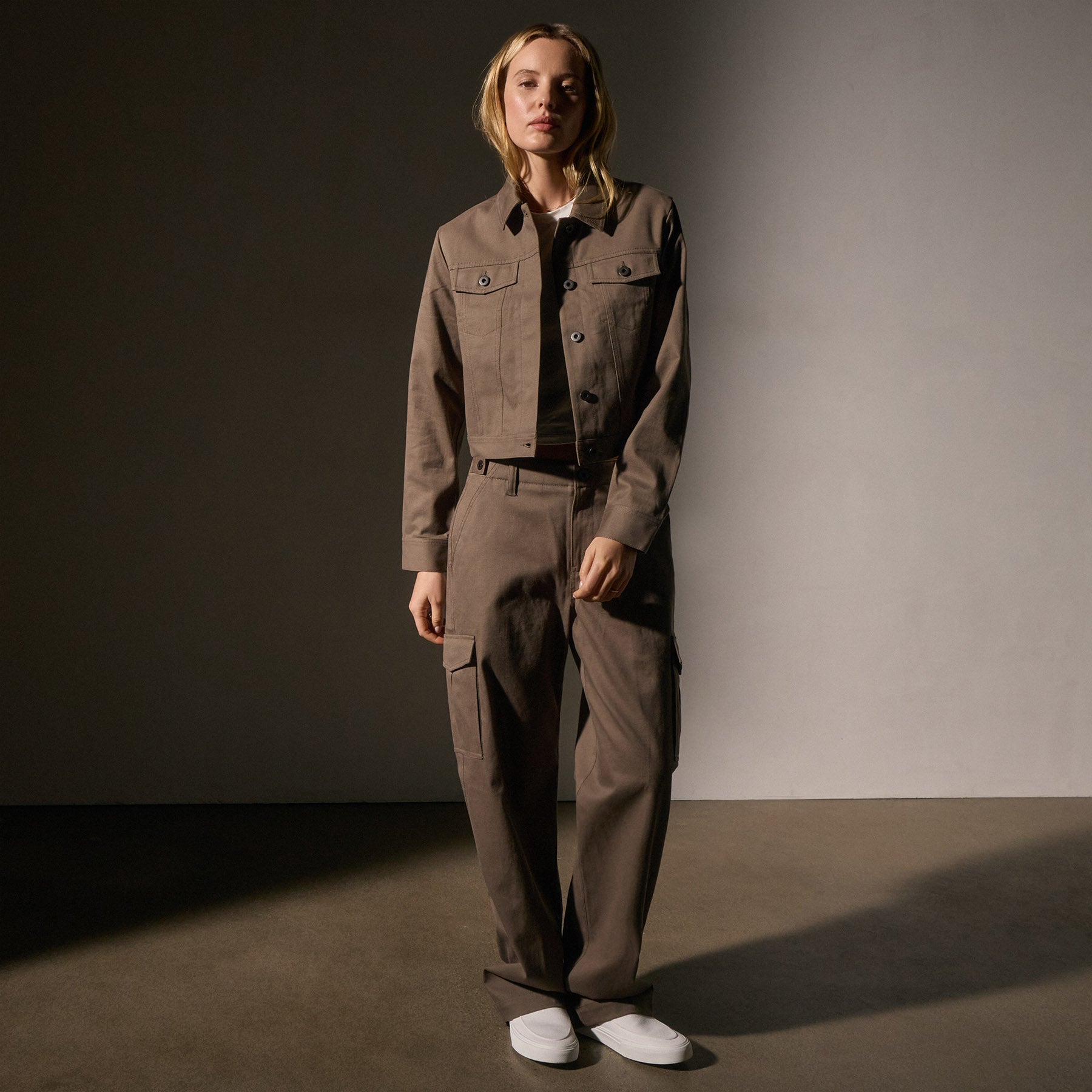 Shrunken Jean Jacket  in Mushroom | James Perse Los Angeles