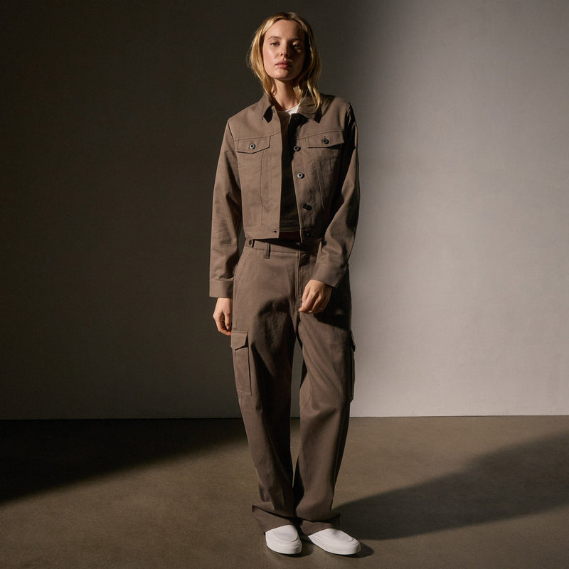 Shrunken Jean Jacket  in Mushroom | James Perse Los Angeles