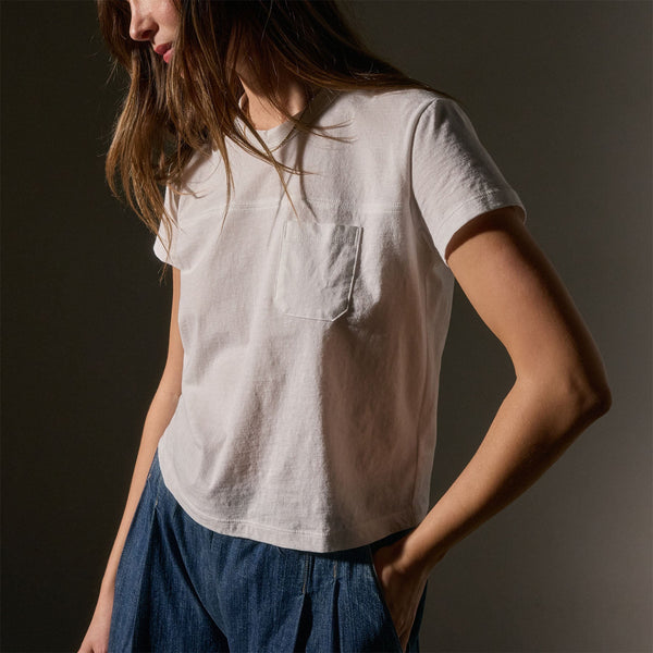 Cotton Linen Retro Pocket Tee in White | James Perse Los Angeles