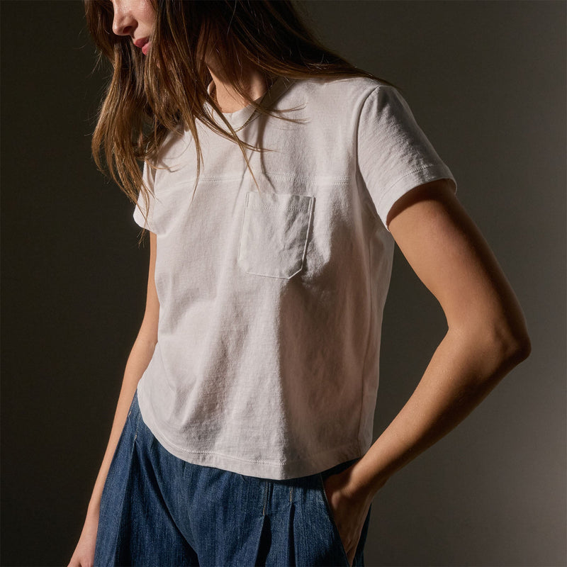 Cotton Linen Retro Pocket Tee in White | James Perse Los Angeles