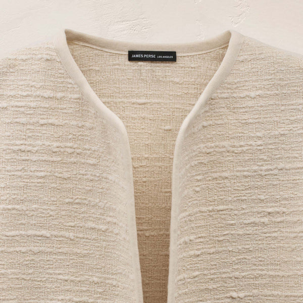 Cropped Boucle Open Jacket in Natural | James Perse Los Angeles