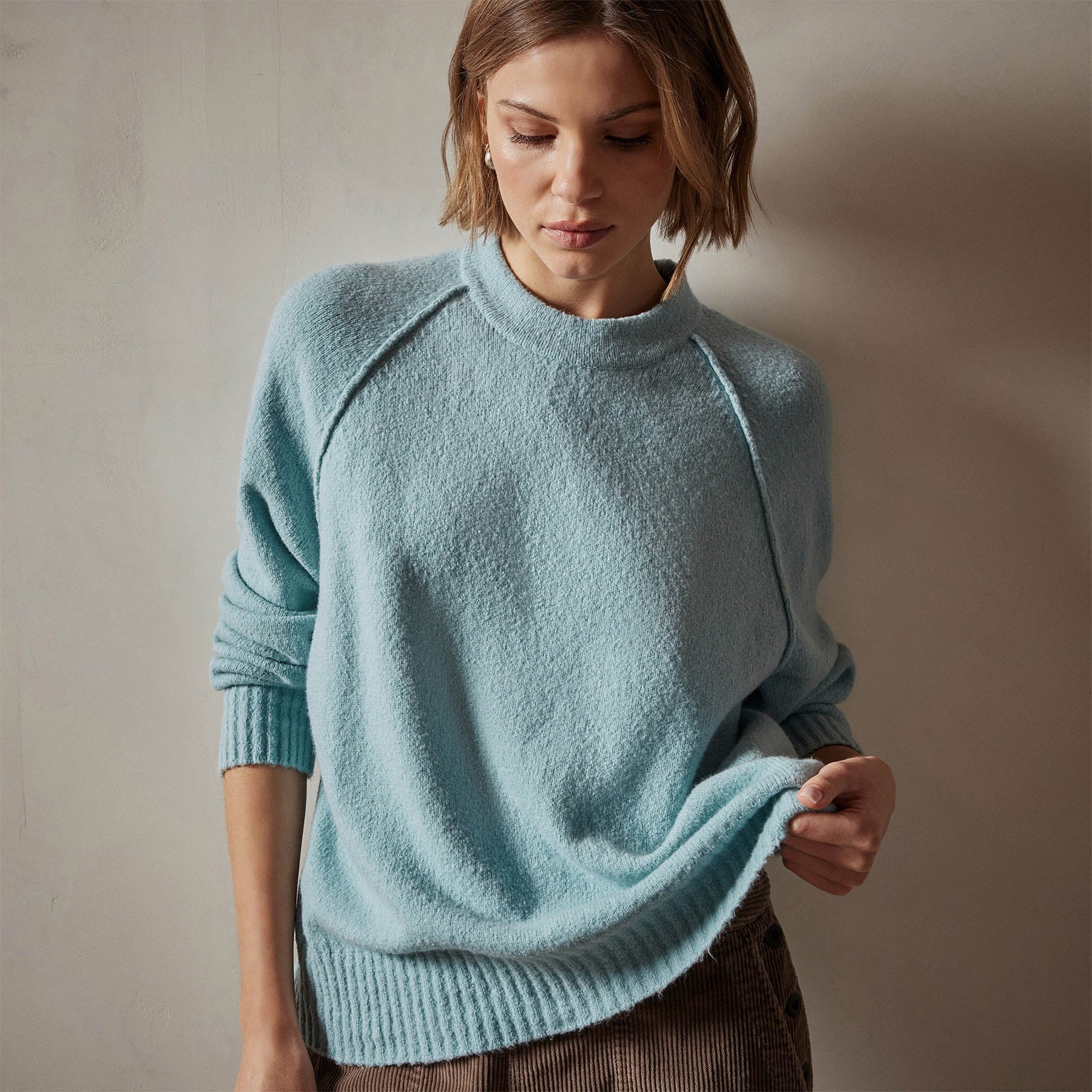 Cotton Cashmere Blend Pullover - Baby Blue | James Perse Los Angeles
