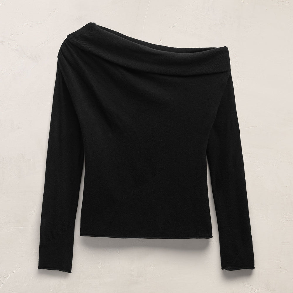 Sheer Off Shoulder Top in Black | James Perse Los Angeles