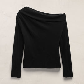 Sheer Off Shoulder Top in Black | James Perse Los Angeles