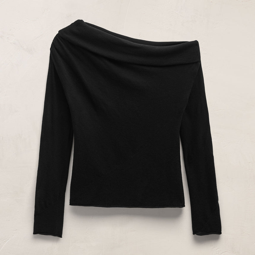 Sheer Off Shoulder Top in Black | James Perse Los Angeles