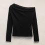 Sheer Off Shoulder Top in Black | James Perse Los Angeles