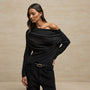 Sheer Off Shoulder Top in Black | James Perse Los Angeles