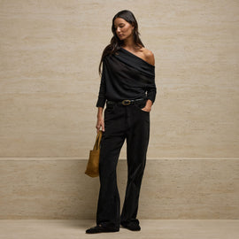 Sheer Off Shoulder Top in Black | James Perse Los Angeles