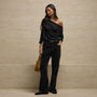 Sheer Off Shoulder Top in Black | James Perse Los Angeles
