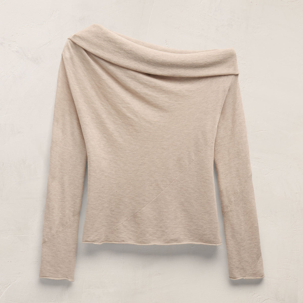 Sheer Off Shoulder Top in Light Tan Melange | James Perse Los Angeles