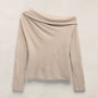 Sheer Off Shoulder Top in Light Tan Melange | James Perse Los Angeles