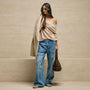 Sheer Off Shoulder Top in Light Tan Melange | James Perse Los Angeles